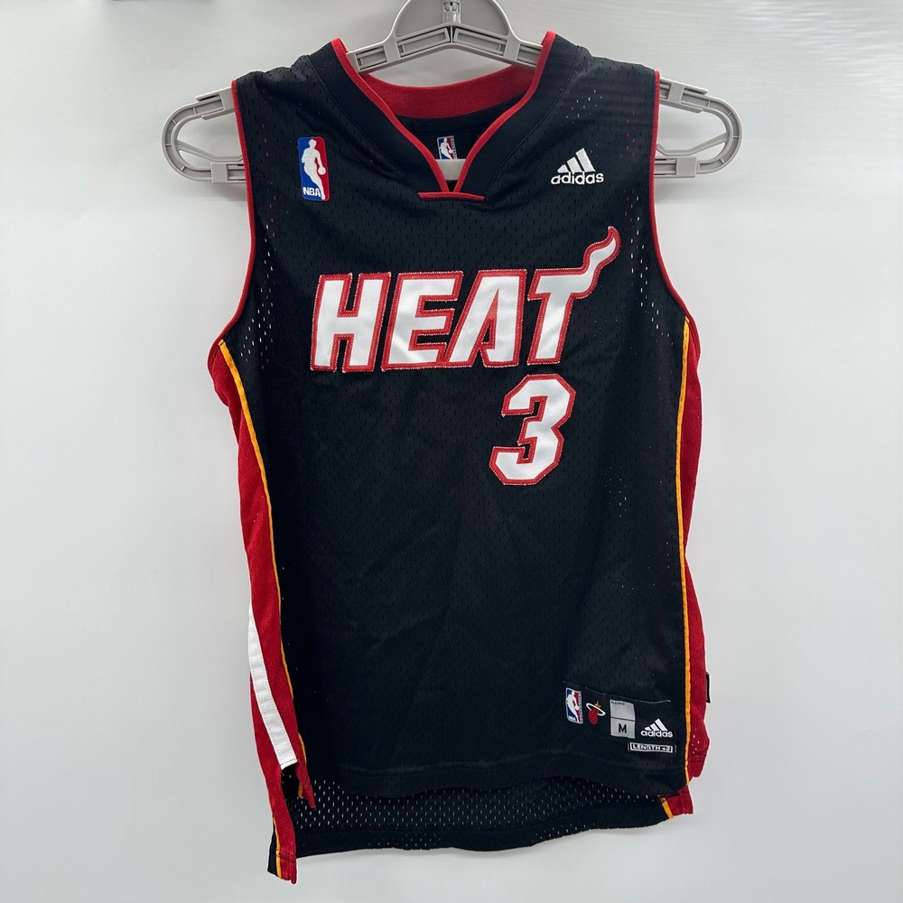 Adidas Miami Heat Dwyane Wade 3 Jersey Youth Medium 10-12 Black NBA Basketball